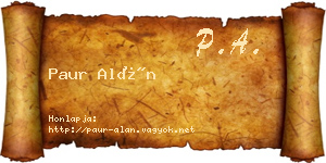 Paur Alán névjegykártya